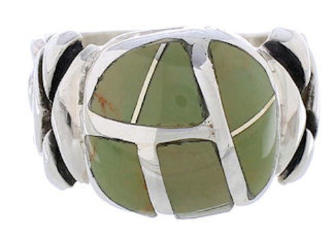 Southwestern Silver Turquoise Inlay Jewelry Ring Size 5-3/4 TX40017