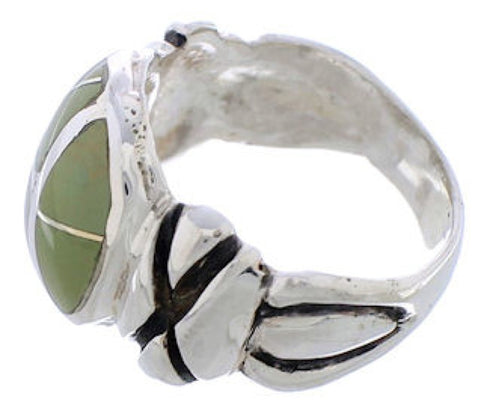 Southwestern Silver Turquoise Inlay Jewelry Ring Size 5-3/4 TX40017