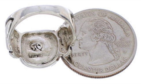 Southwestern Silver Multicolor Ring Size 6-3/4 TX40020