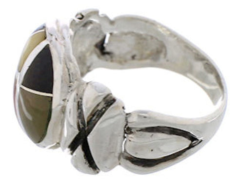 Southwest Silver Multicolor Inlay Ring Size 7-1/4 TX40028