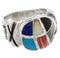 Sterling Silver Multicolor Inlay Ring Size 7-1/4 TX40030