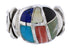 Sterling Silver Multicolor Inlay Ring Size 7-1/4 TX40030