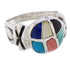Sterling Silver Multicolor Inlay Southwestern Ring Size 5-1/2 TX40037