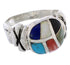 Southwest Multicolor Inlay Sterling Silver Ring Size 6 TX40062