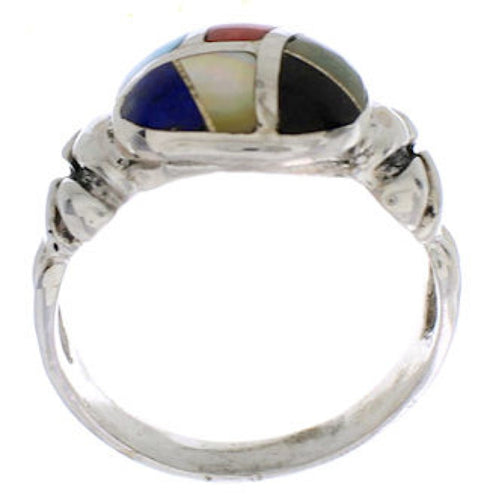 Southwest Multicolor Inlay Sterling Silver Ring Size 6 TX40062
