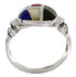 Southwestern Multicolor Inlay Sterling Silver Ring Size 7-3/4 TX40063