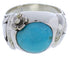 Flower Sterling Silver Turquoise Southwest Ring Size 6-1/2 UX33304
