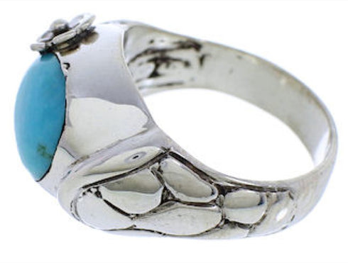 Flower Sterling Silver Turquoise Southwest Ring Size 6-1/2 UX33304