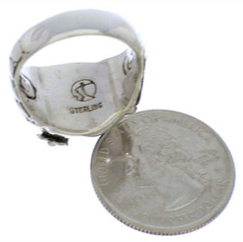 Southwestern Sterling Silver Turquoise Flower Ring Size 8-1/4 UX33306