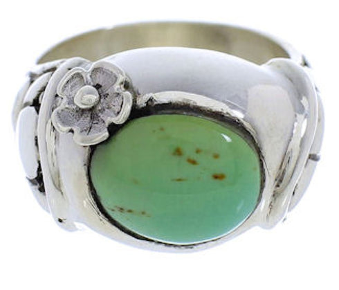 Sterling Silver Turquoise Southwestern Flower Ring Size 7-1/2 UX33311