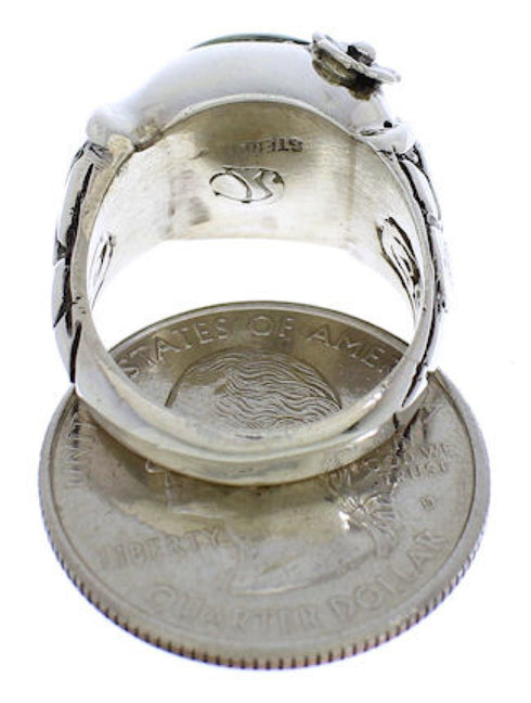 Turquoise And Sterling Silver Southwest Flower Ring Size 6 UX33308