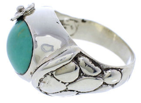 Genuine Sterling Silver Turquoise Flower Ring Size 5-3/4 UX33313