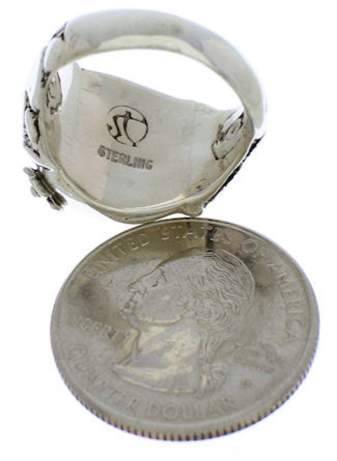 Genuine Sterling Silver Turquoise Flower Ring Size 5-3/4 UX33313