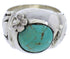 Turquoise And Genuine Sterling Silver Flower Ring Size 6 UX33318