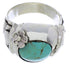 Turquoise And Genuine Sterling Silver Flower Ring Size 6 UX33318