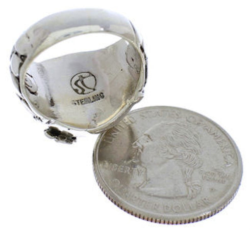 Flower Silver And Turquoise Southwestern Ring Size 6-1/2 UX33320