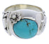Turquoise And Sterling Silver Southwest Flower Ring Size 5-1/4 UX33326