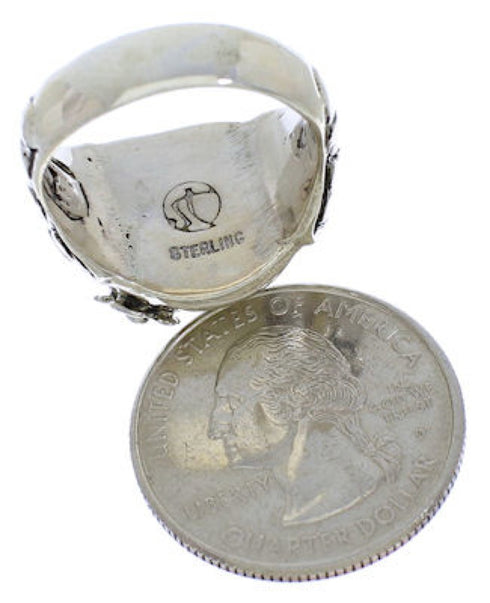 Turquoise And Sterling Silver Southwest Flower Ring Size 5-1/4 UX33326