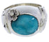 Silver And Turquoise Southwestern Flower Ring Size 5-1/4 UX33332