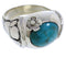 Southwest Sterling Silver And Turquoise Flower Ring Size 5-1/2 UX33349