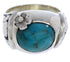 Turquoise And Sterling Silver Flower Ring Size 7-1/2 UX33352