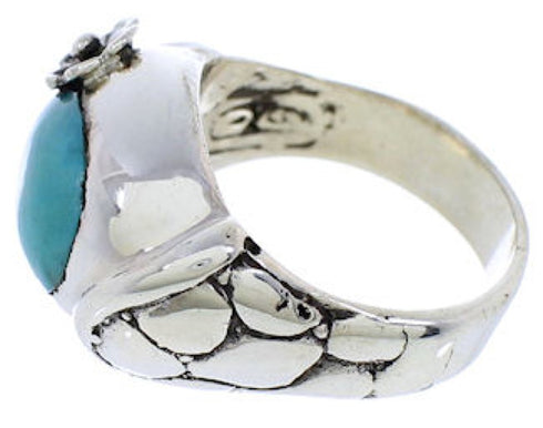 Turquoise Flower Sterling Silver Southwest Ring Size 7-3/4 UX33346