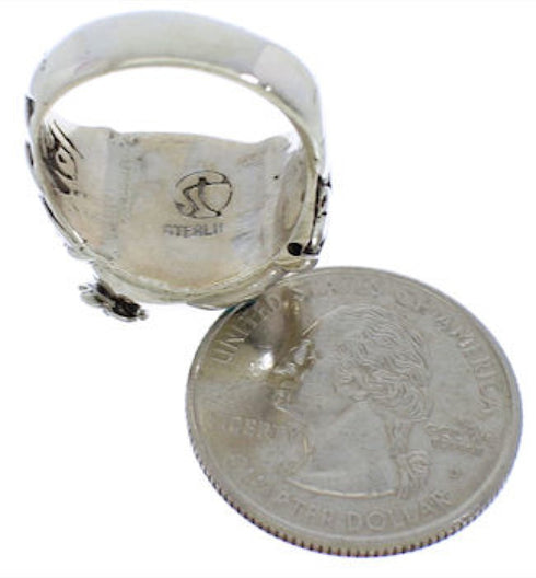 Turquoise Flower Sterling Silver Southwest Ring Size 7-3/4 UX33346