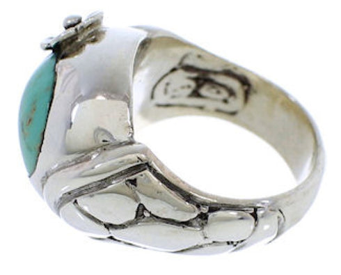 Genuine Sterling Silver And Flower Turquoise Ring Size 8-1/4 UX33360