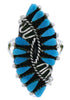 Silver And Turquoise Southwest Needlepoint Ring Size 5-1/4 UX33363