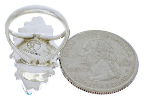 Silver And Turquoise Southwest Needlepoint Ring Size 5-1/4 UX33363