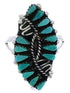 Genuine Sterling Silver Turquoise Needlepoint Ring Size 5-1/2 UX33366