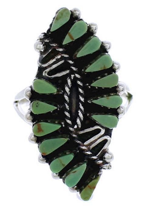 Turquoise And Sterling Silver Needlepoint Ring Size 4-3/4 UX33370