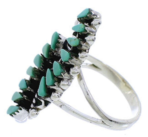 Turquoise Sterling Silver Needlepoint Ring Size 7-1/4 UX33385