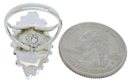 Turquoise Sterling Silver Needlepoint Ring Size 7-1/4 UX33385