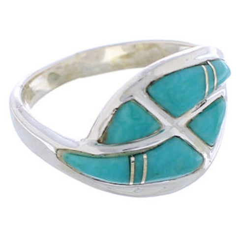 Sterling Silver Southwest Turquoise Inlay Ring Size 4-3/4 WX40917