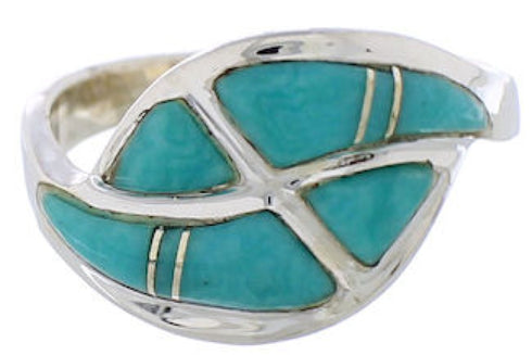 Sterling Silver Southwest Turquoise Inlay Ring Size 4-3/4 WX40917