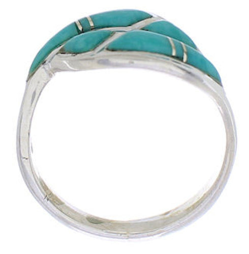 Sterling Silver Southwest Turquoise Inlay Ring Size 4-3/4 WX40917