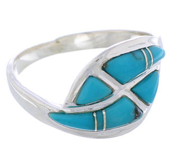 Southwest Turquoise Sterling Silver Ring Size 7-1/4 WX40964
