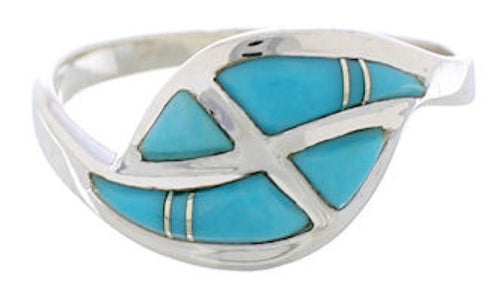 Turquoise Inlay Sterling Silver Jewelry Ring Size 5-3/4 WX40966