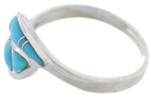 Turquoise Inlay Sterling Silver Jewelry Ring Size 5-3/4 WX40966