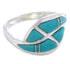 Silver Turquoise Inlay Southwest Ring Size 8-1/4 WX41027