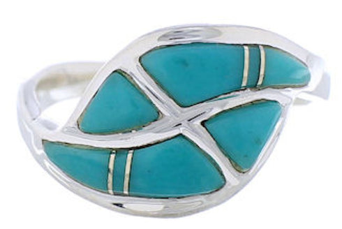 Sterling Silver Turquoise Inlay Southwestern Jewelry Ring Size 8-3/4 AX87741