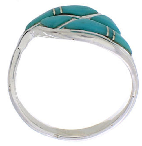 Sterling Silver Turquoise Inlay Southwestern Jewelry Ring Size 8-3/4 AX87741