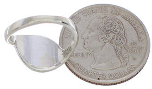 Silver Turquoise Inlay Southwest Ring Size 8-1/4 WX41027