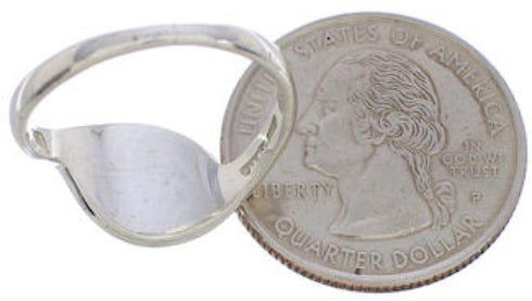 Turquoise Inlay Southwest Silver Ring Size 8-3/4 WX41029