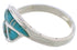 Turquoise Inlay Southwestern Silver Ring Size 6-3/4 WX41039