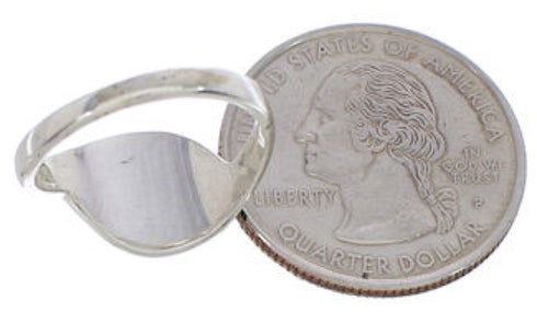 Turquoise Inlay Southwestern Silver Ring Size 6-3/4 WX41039