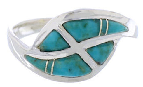 Sterling Silver Southwestern Turquoise Inlay Ring Size 7-1/2 WX41053