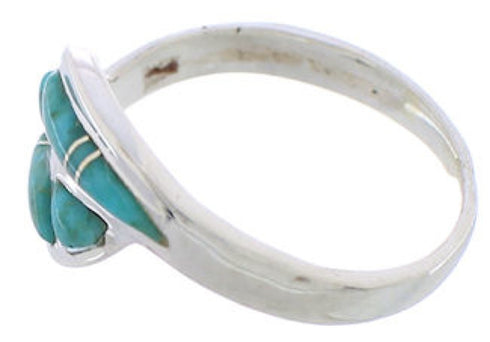 Sterling Silver Southwestern Turquoise Inlay Ring Size 7-1/2 WX41053