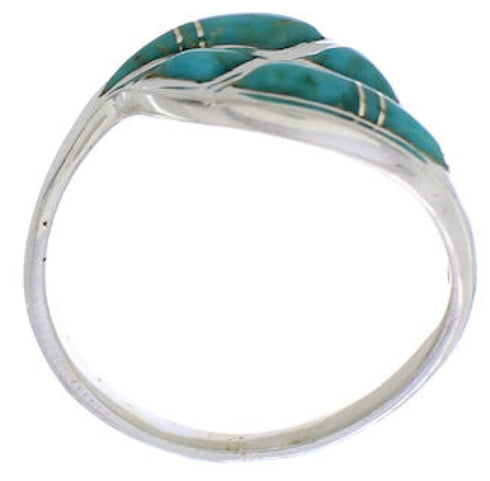 Sterling Silver Southwestern Turquoise Inlay Ring Size 7-1/2 WX41053